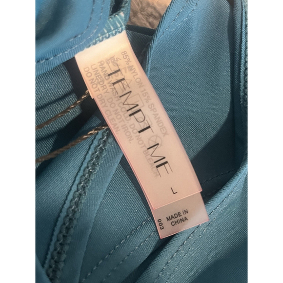 Tempt Me Swimsuit Set 3 Piece Womens Large Black Teal - Picture 3 of 16